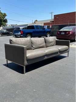 West Elm Leather High Leg Sofa Made by American Leather Ask for Delivery  🚚