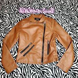 NEW Coffee shop Faux Leather Moto Jacket Women small