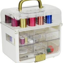 SINGER Sew-It-Goes-255 Piece Kit & Craft Organizer Sewing Case Storage with Metallic Embroidery Thread (11771) - BRAND NEW / SEALED