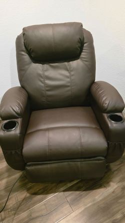 Faux Leather Power Lift Recliner w/heated massage and cupholders