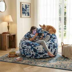 Bean Bag Large Chair Couch Blue Tie Dye