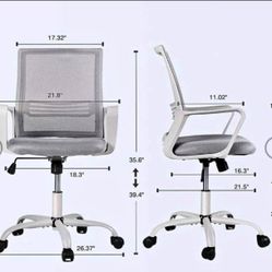 Smugdesk Ergonomic Mid Back Breathable Mesh Swivel Desk Chair with Adjustable Height and Lumbar Supp