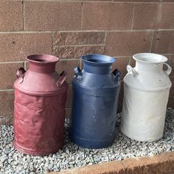 Vintage Antique Milk Jugs Cans