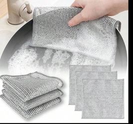 5 Pcs / 5pcs Magic Steel Cleaning Pads, Multi-Purpose, Reusable, Non-Stick & Rust Removal,  On All Surfaces, Perfect For Kitchen & Bathroom,