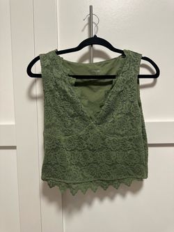 Green Lace Crop Top Size Large