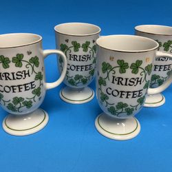 4 Footed Irish Coffee Mugs With Recipe. On The Back $15