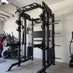 PRO SERIES Ultimate 3-1 Half Rack Functional Trainer w/Smith Machine Bar | 400lb Stack | Gym Equipment | Fitness | Commercial | Squat Rack 