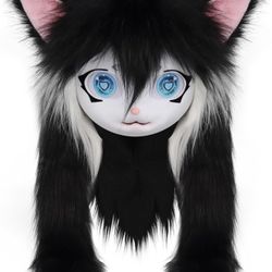 Animal Head Cat Fursuit Cut Mask Halloween Masquerade Cosplay Costume Props