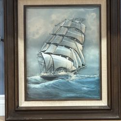 Beautiful Vintage Clipper Sailing Ship Picture Art 3D- 28.5x23.5 Inches