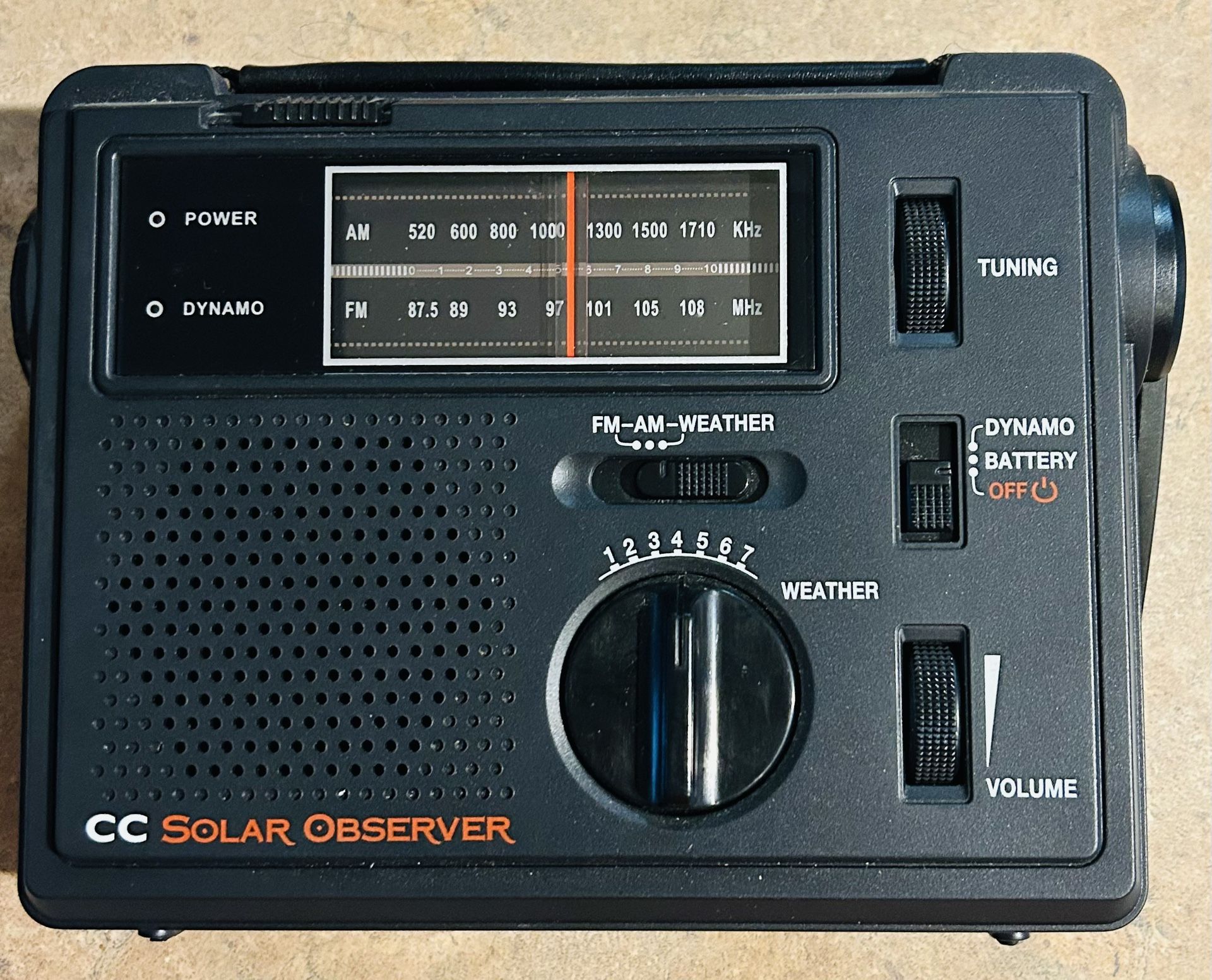 C. Crane CC Solar Observer Wind Up Solar Emergency Crank Radio AM/FM & Light
