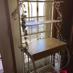 Kitchen or Dining room Wine Rack 5 Shelves White with Oak shelf and drawer