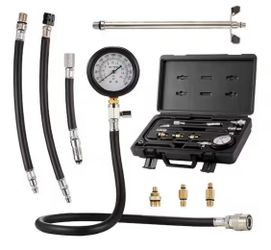 VEVOR Compression Tester Adapter Kit 9 PCS Automotive Engine Cylinder Leak Down Compression Test Pressure Gauge 0-300 psi.