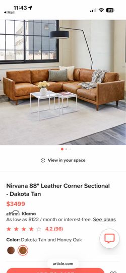 Leather Couch Set Nirvana 88” & 30” sectional and longe chair