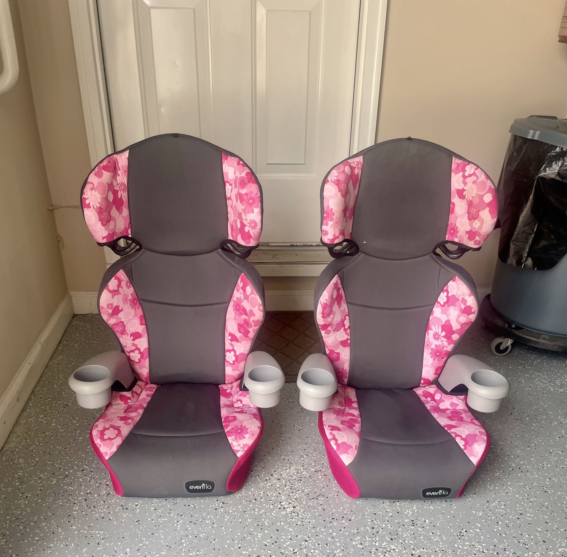 2 Girl Evenflo Booster Seats With Cup Holders- Pink