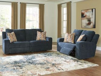 💙NEW BLUE Reclining Living Room Set Sofa Loveseat Chair💥$10 Down💥NO CREDIT