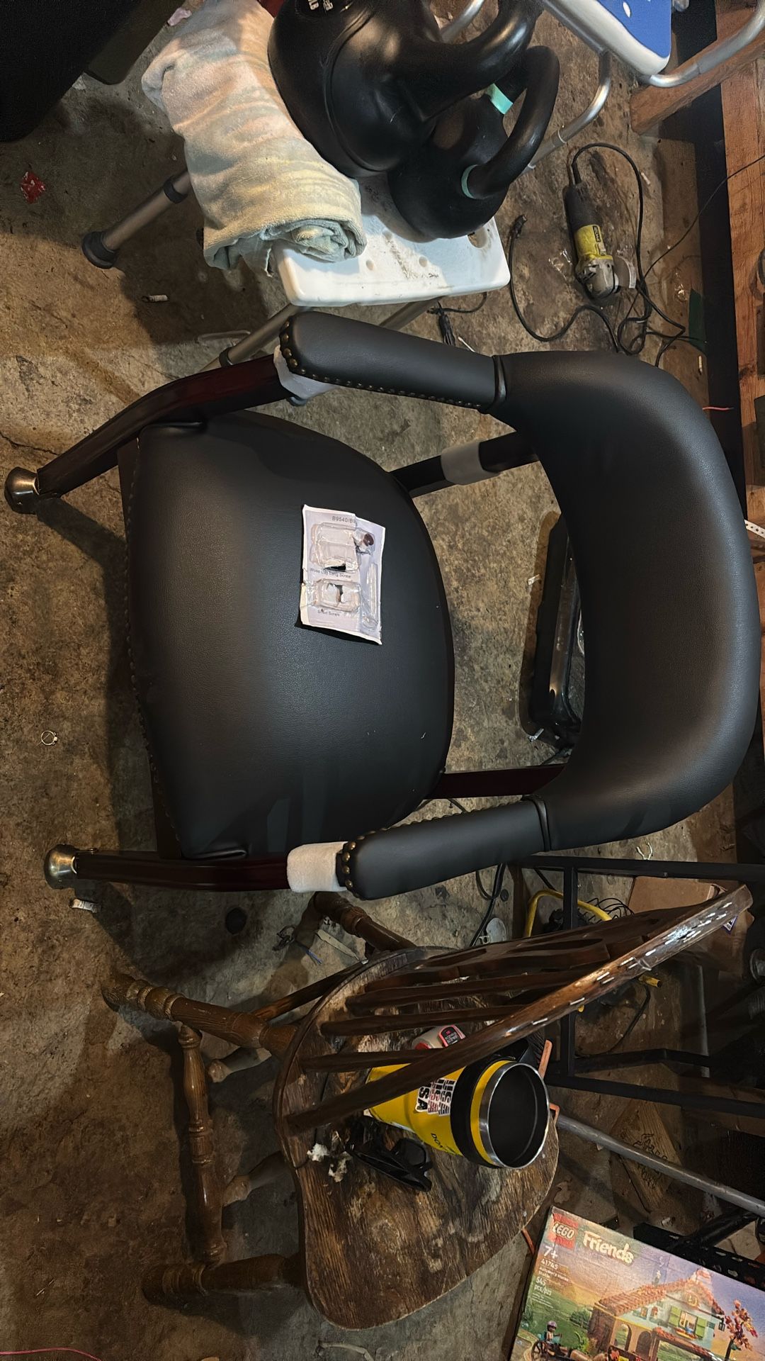 Boss Captain's Chair In Black Vinyl W/ Casters