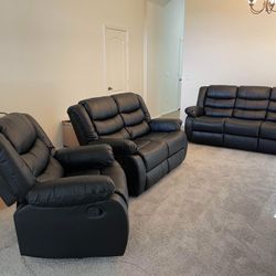 Black 3 Piece Sofa Recliner Set FINANCING AVAILABLE 