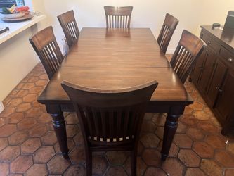 Solid Wood Dining Table With 7 Chairs