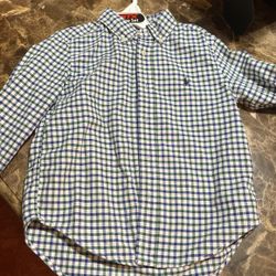 Polo Green And Blue And White Stripe Shirt 