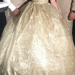 Gold glitter Quinceanera Dress