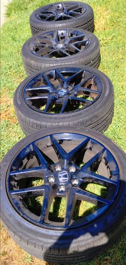 2025 OEM BLACK HONDA 18" WHEELS AND TIRES WITH NO CRACKS OR DENTS FOR ANY CIVIC ACCORD OR ACURA WITH 5X114