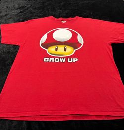 Mens XL Y2K 2011 Super Mario Mushroom Grow Up Tshir