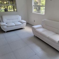 WHITE SOFA AND LOVESEAT 