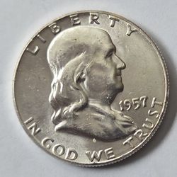 1957p  Franklin Half Dollar BU