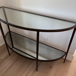 Crate And Barrel Clairemont Demilune Glass Console Table 