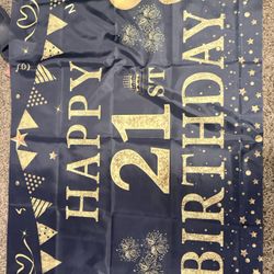 21st Birthday Banner and other decor 