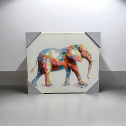 Colorful Palette Knife Elephant Painting - 24”x20”