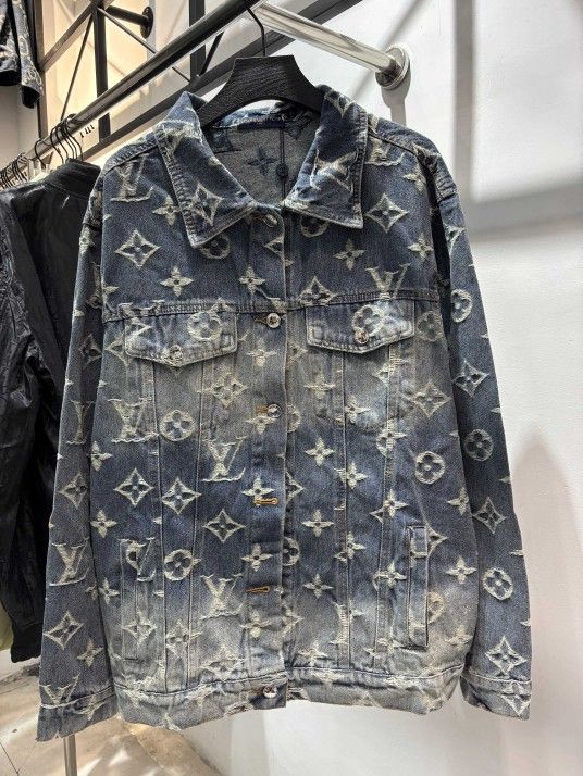 Louis Vuitton classic all-over embroidered jacquard denim L