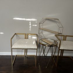 Gold Decor Chairs  W/small   Table 