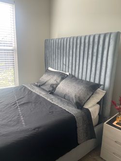 Light Blue queen size bed with two mattress