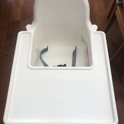 High chair with tray, white/silver color