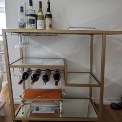 Mirrored Trolley Glass Drinks Cart Rack Storage Vintage 