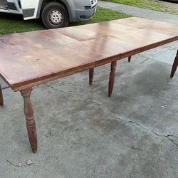 Antique Rustic Farmhouse Extendable Dining Table Needs Refinishing 
