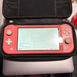 Nintendo Switch Coral Pink With Case And Charger 