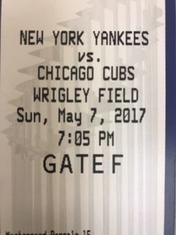 Cubs vs Yankees Sunday may 7 4 tickets