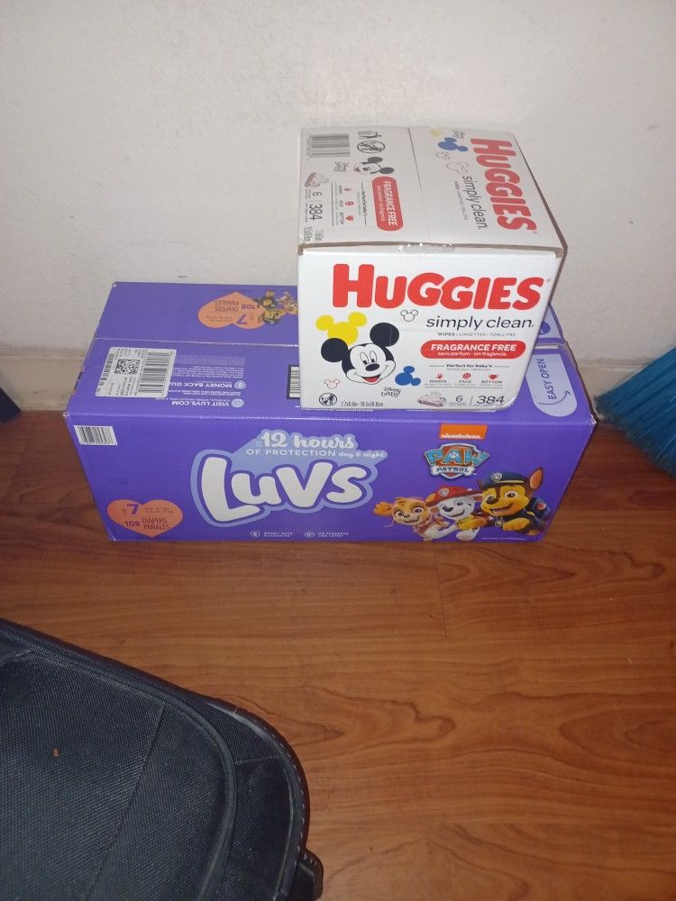 Luvs Size And Huggies Wipes 