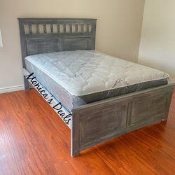 Queen Solid Wood Bed With Mattress $540