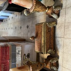 Ornate Marble Candlesticks,box & Candle