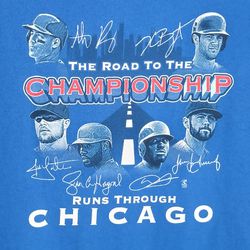 Road To The Championship Chicago Cubs Baseball Vintage Adult XL TEE T-SHIRT Blue