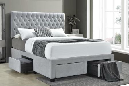 Grey King Bed Frame With Mattress 