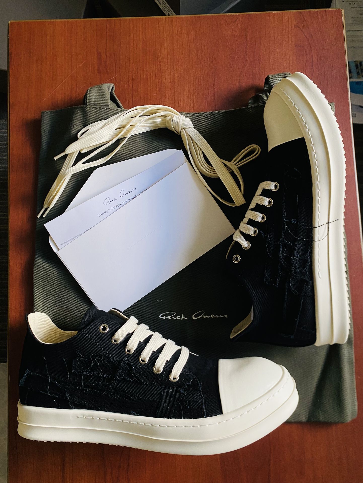 Rick Owen’s EDFU DRKSHDW Slashed Low ‘Black Milk’