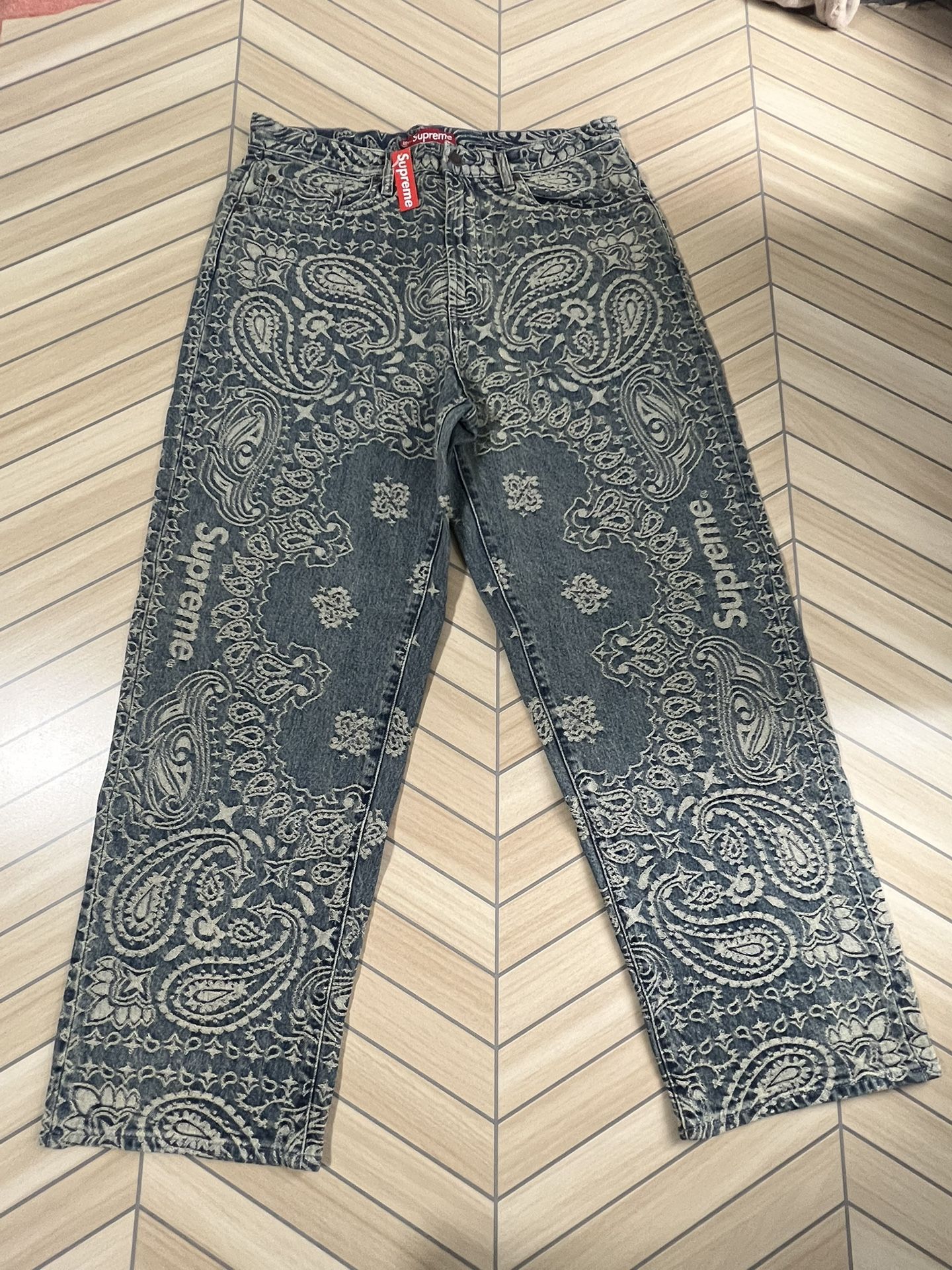 Supreme Bandana Faded Jacquard Jeans