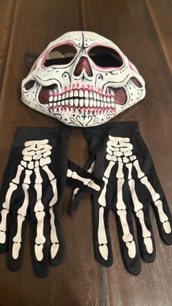 Skeleton Day Of The Dead Mask And Gloves