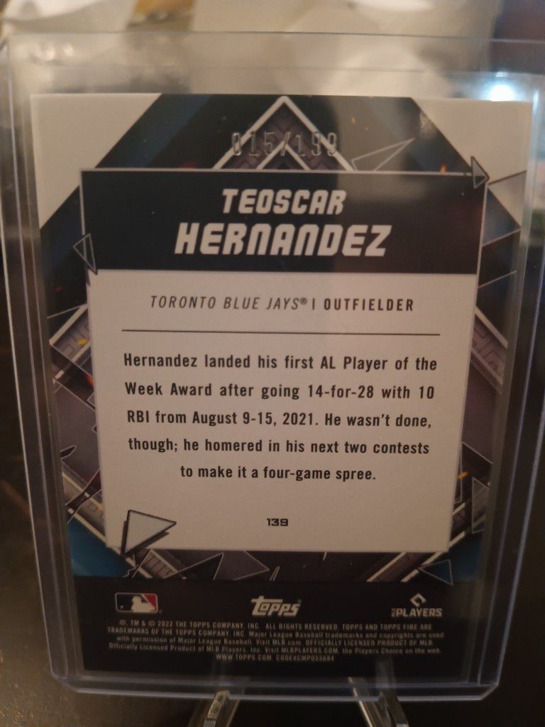 Teoscar Hernandez Numbered Baseball Card 