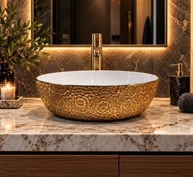 Juvia Gold Embossed Vessel Sink