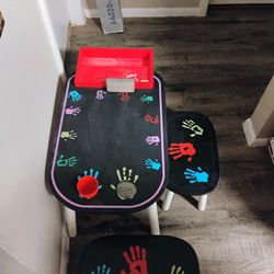 Chalk table with 2 chairs